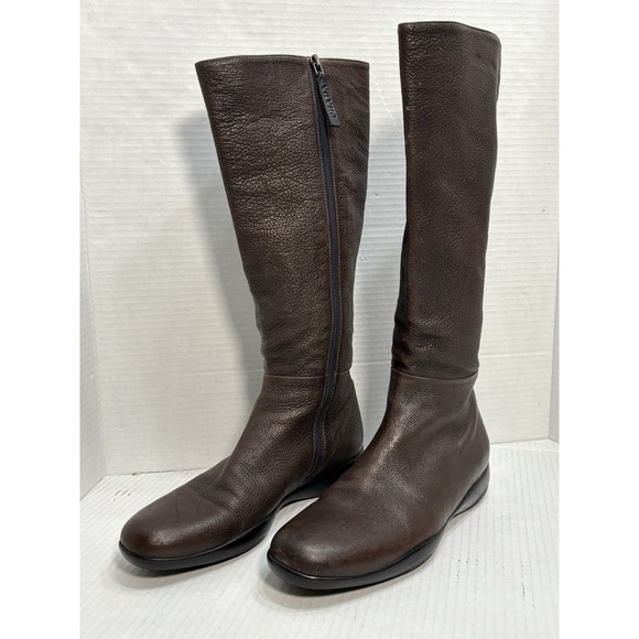 Prada Sport Linea Rossa Brown Leather Knee High Boots Womens 38 Made In Italy - Picture 7 of 14
